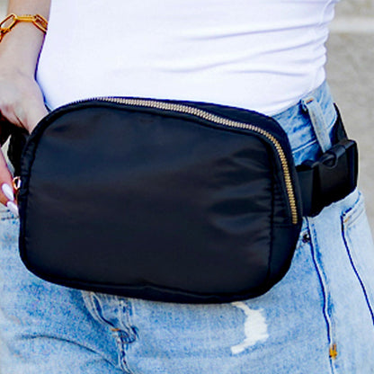 Roam 2L Oversize Nylon Sling Crossbody Belt Bum Fanny Waist Bag - Black