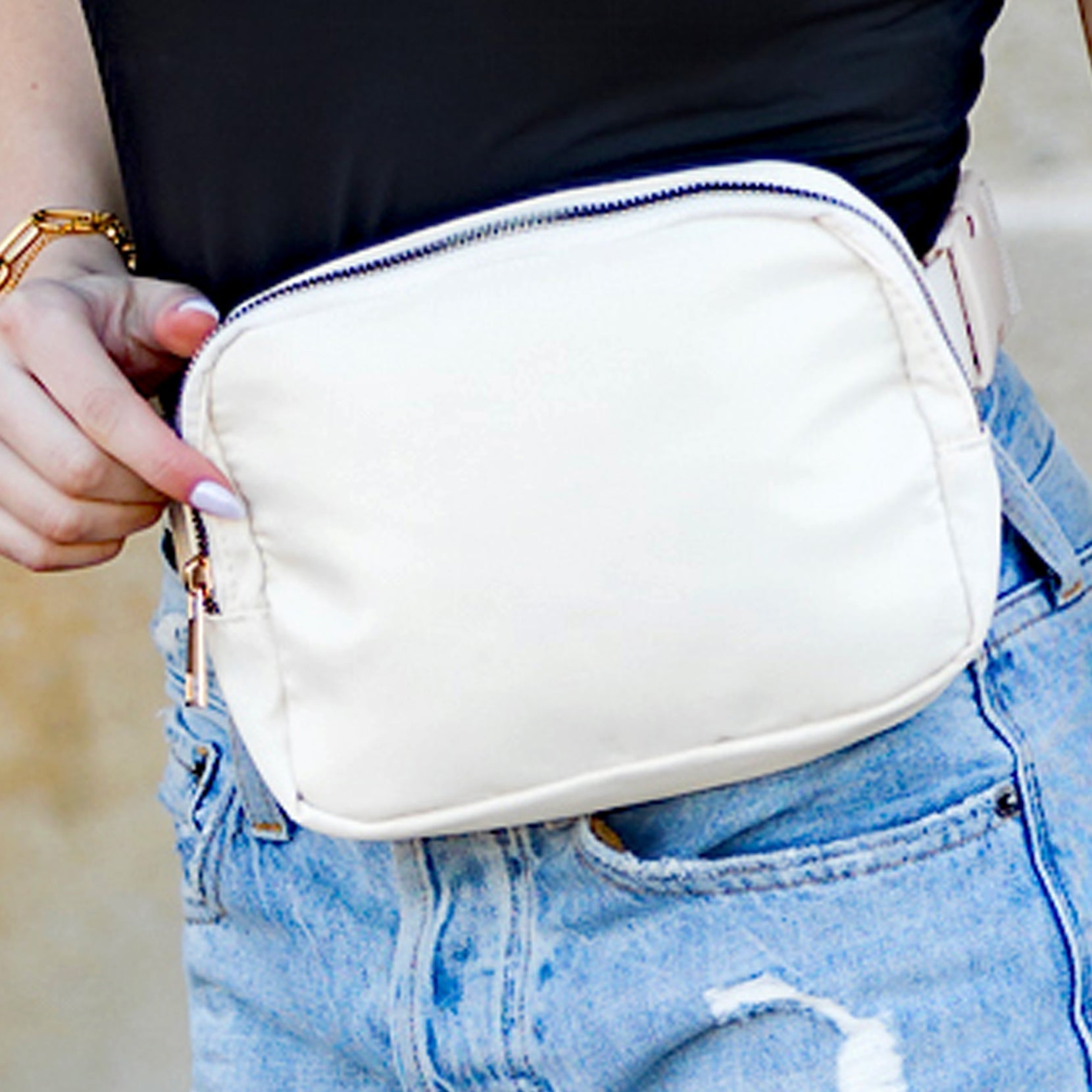 Roam 2L Oversize Nylon Sling Crossbody Belt Bum Fanny Waist Bag - Almond