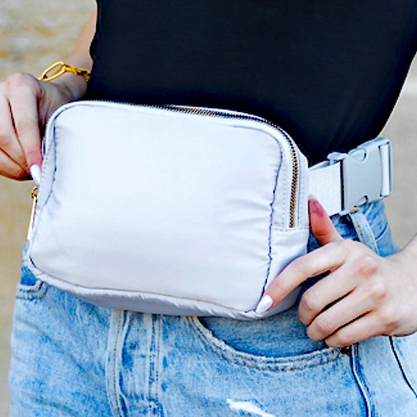 Roam 2L Oversize Nylon Sling Crossbody Belt Bum Fanny Waist Bag - Grey