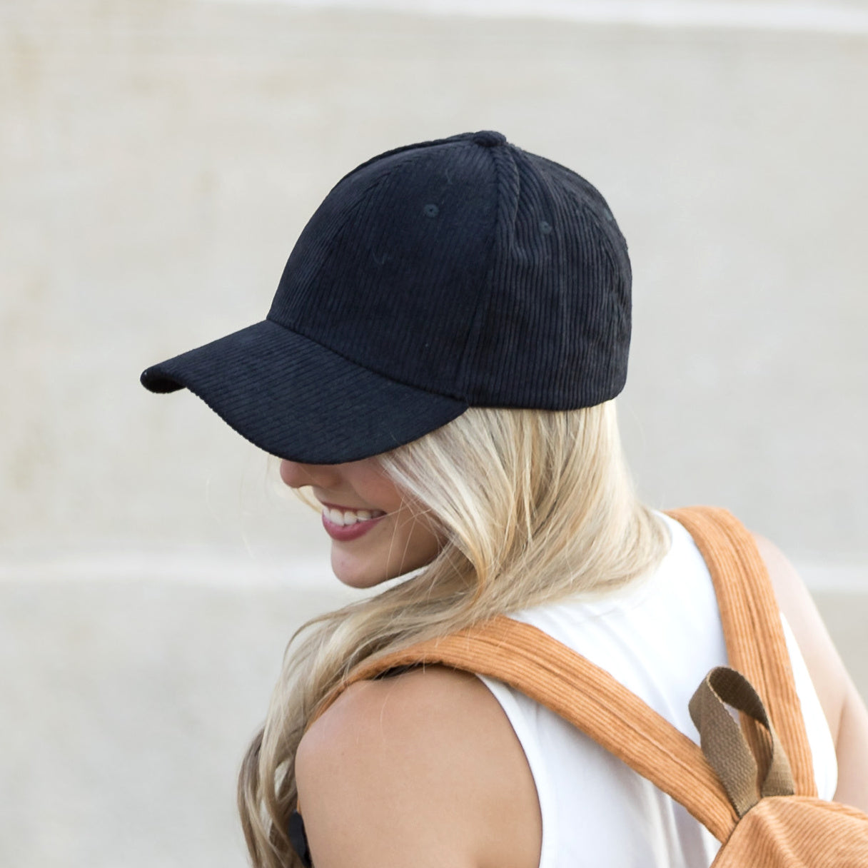 Corduroy Boyfriend Baseball Cap — Structured Low Profile Adjustable Fit - Baseball Caps