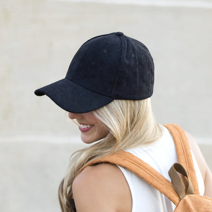 Corduroy Boyfriend Baseball Cap — Structured Low Profile Adjustable Fit - Baseball Caps
