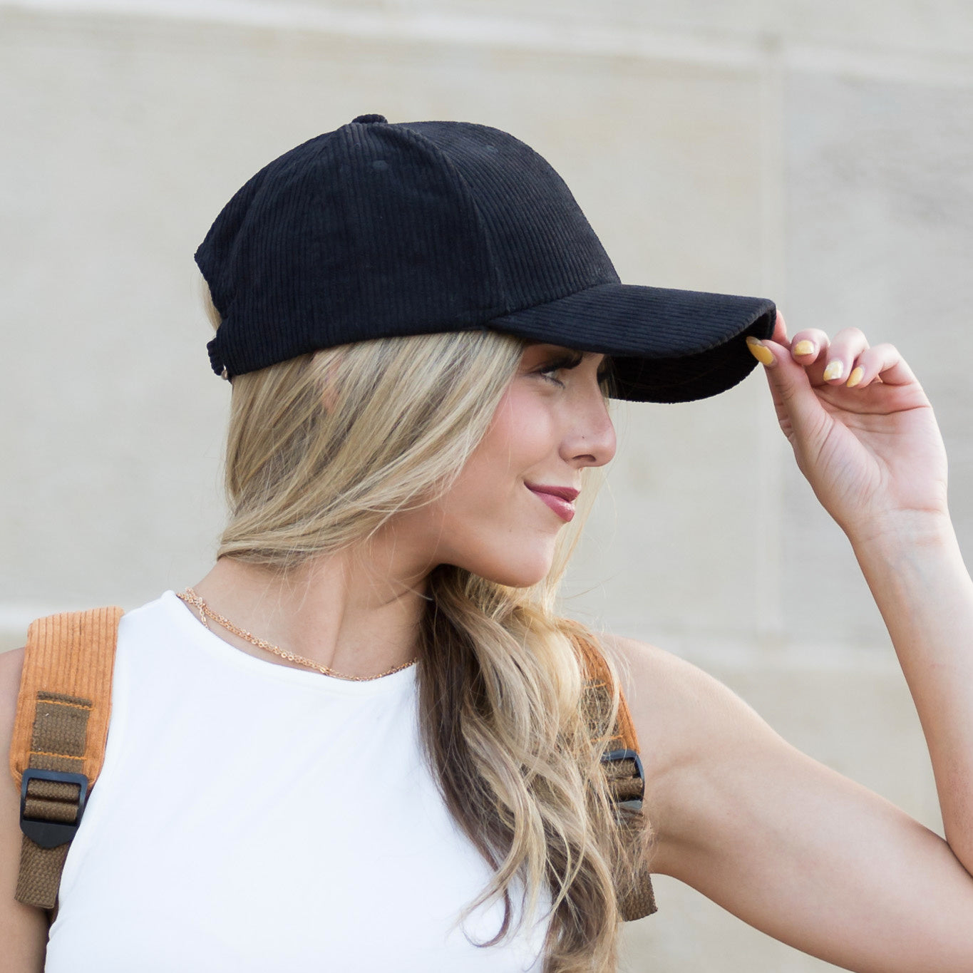 Corduroy Boyfriend Baseball Cap — Structured Low Profile Adjustable Fit - Baseball Caps
