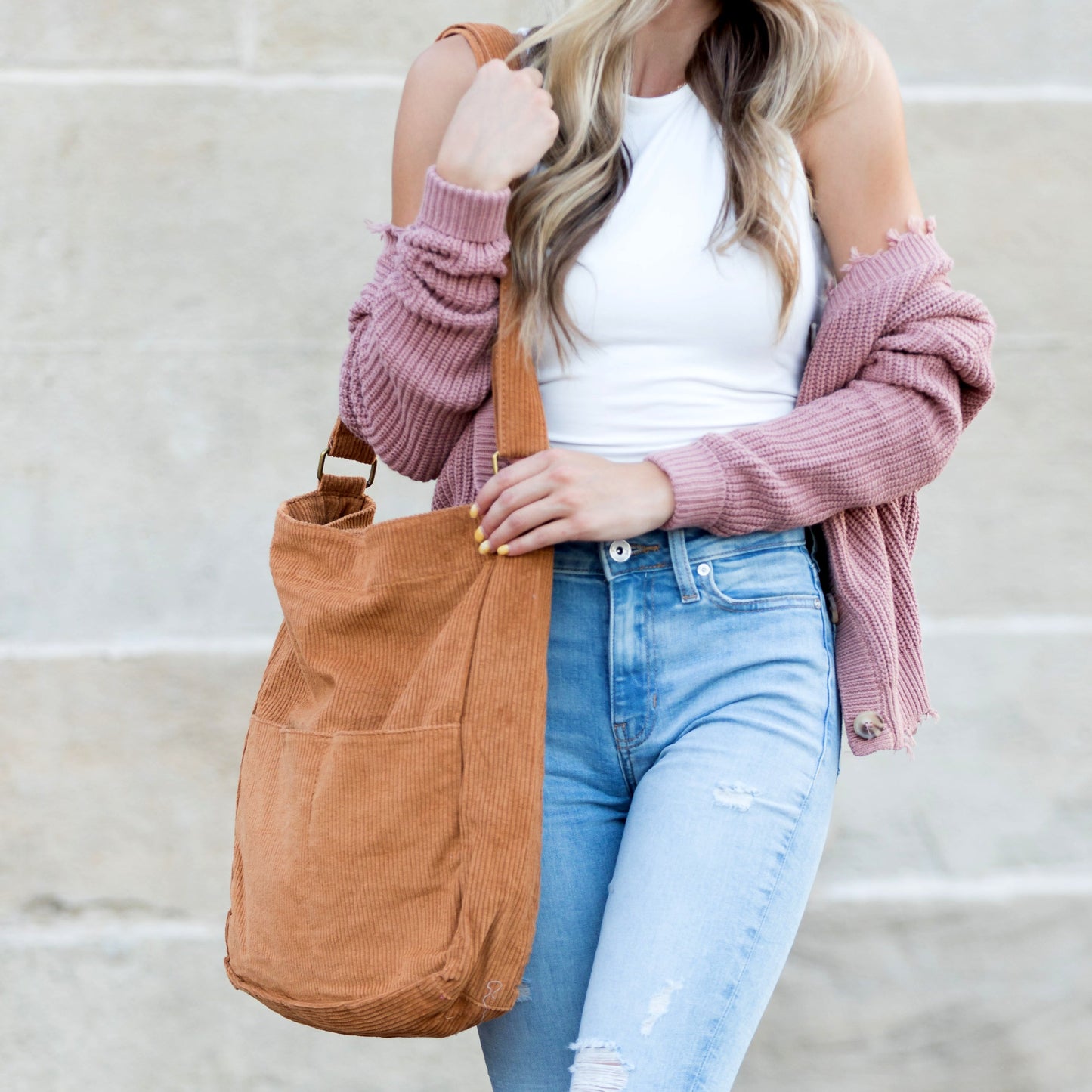 Corduroy Messenger Bag -