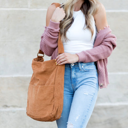 Corduroy Messenger Bag -