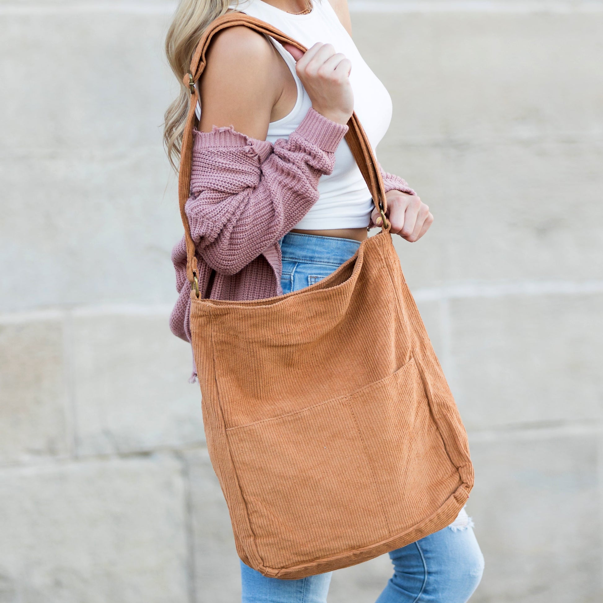Corduroy Messenger Bag -