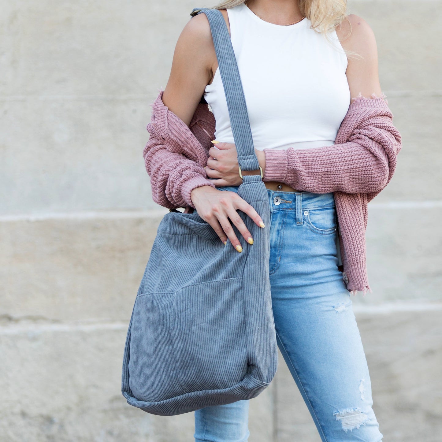Corduroy Messenger Bag -