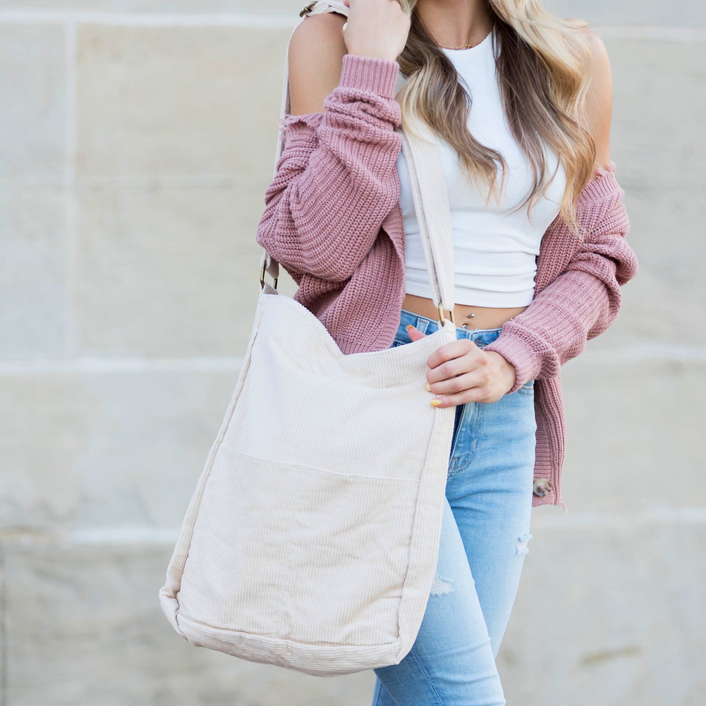 Corduroy Messenger Bag -