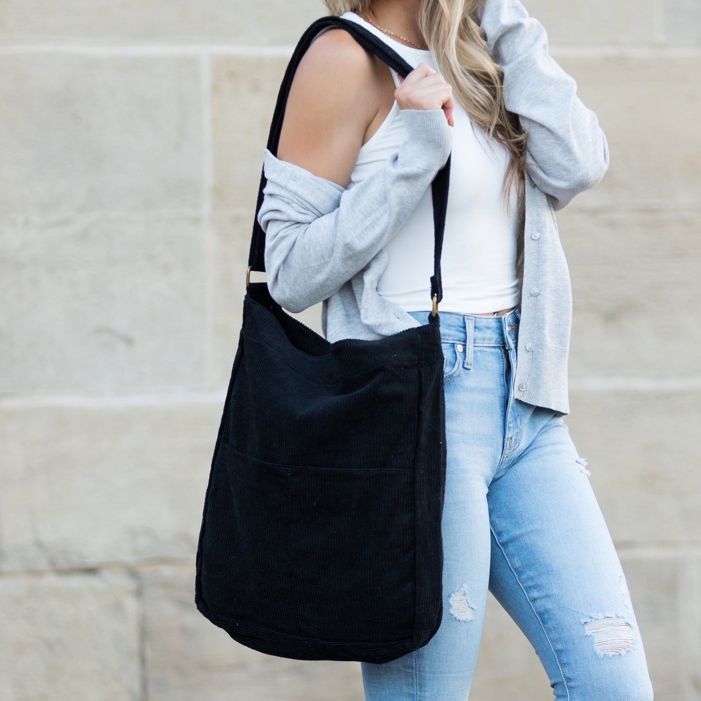 Corduroy Messenger Bag -