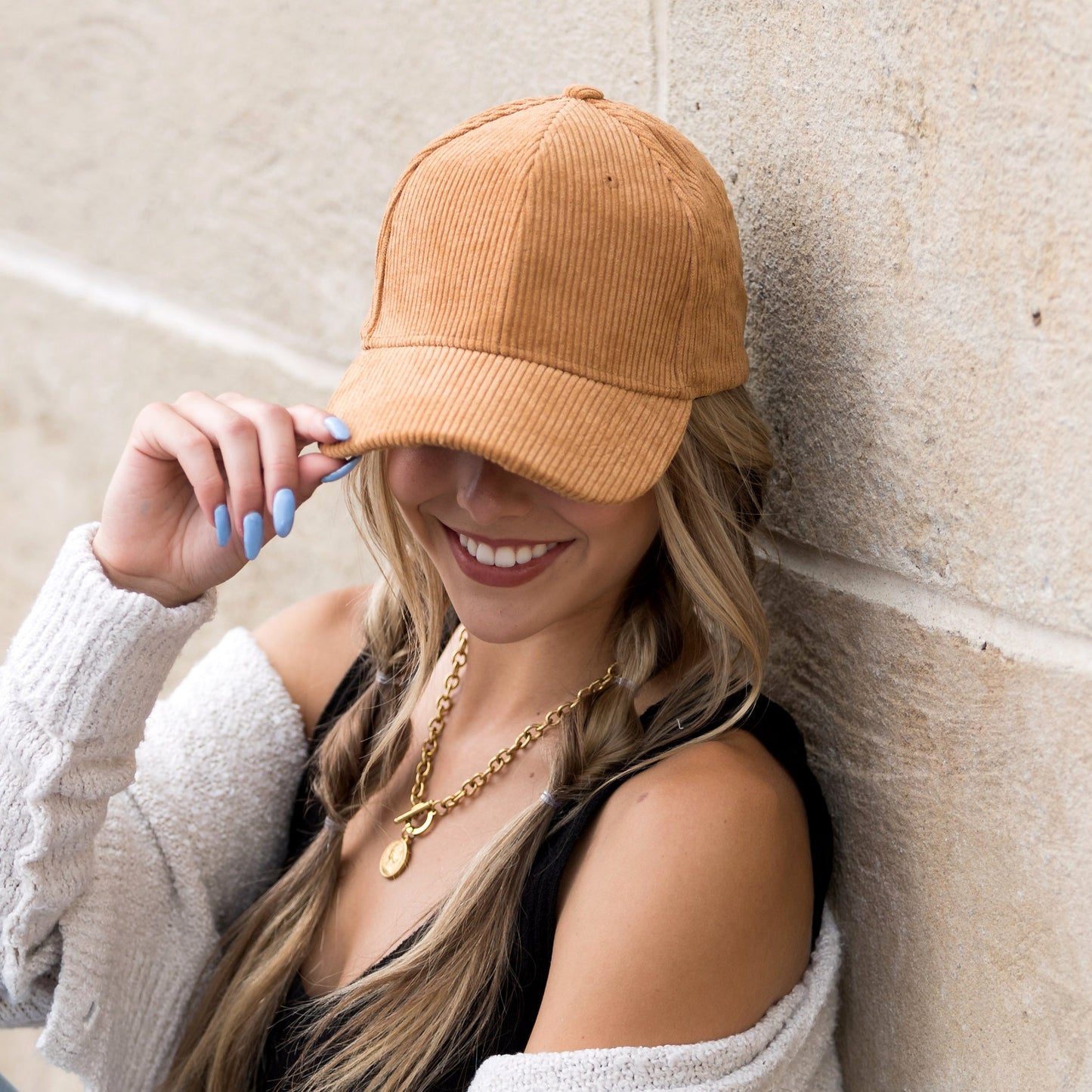 Corduroy Boyfriend Baseball Cap — Structured Low Profile Adjustable Fit - Baseball Caps