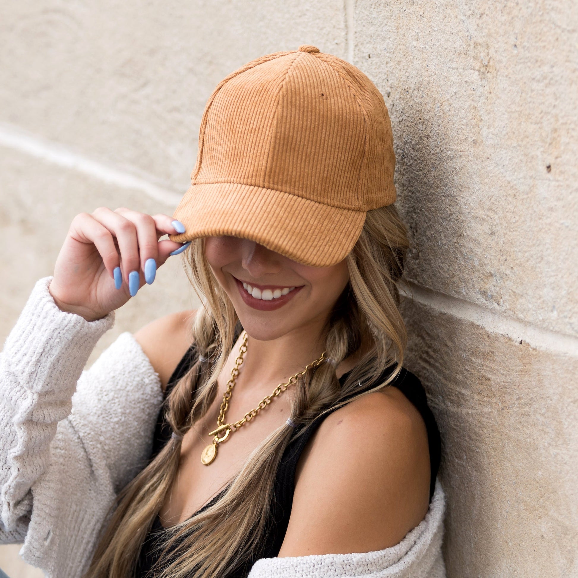 Corduroy Boyfriend Baseball Cap — Structured Low Profile Adjustable Fit - Baseball Caps