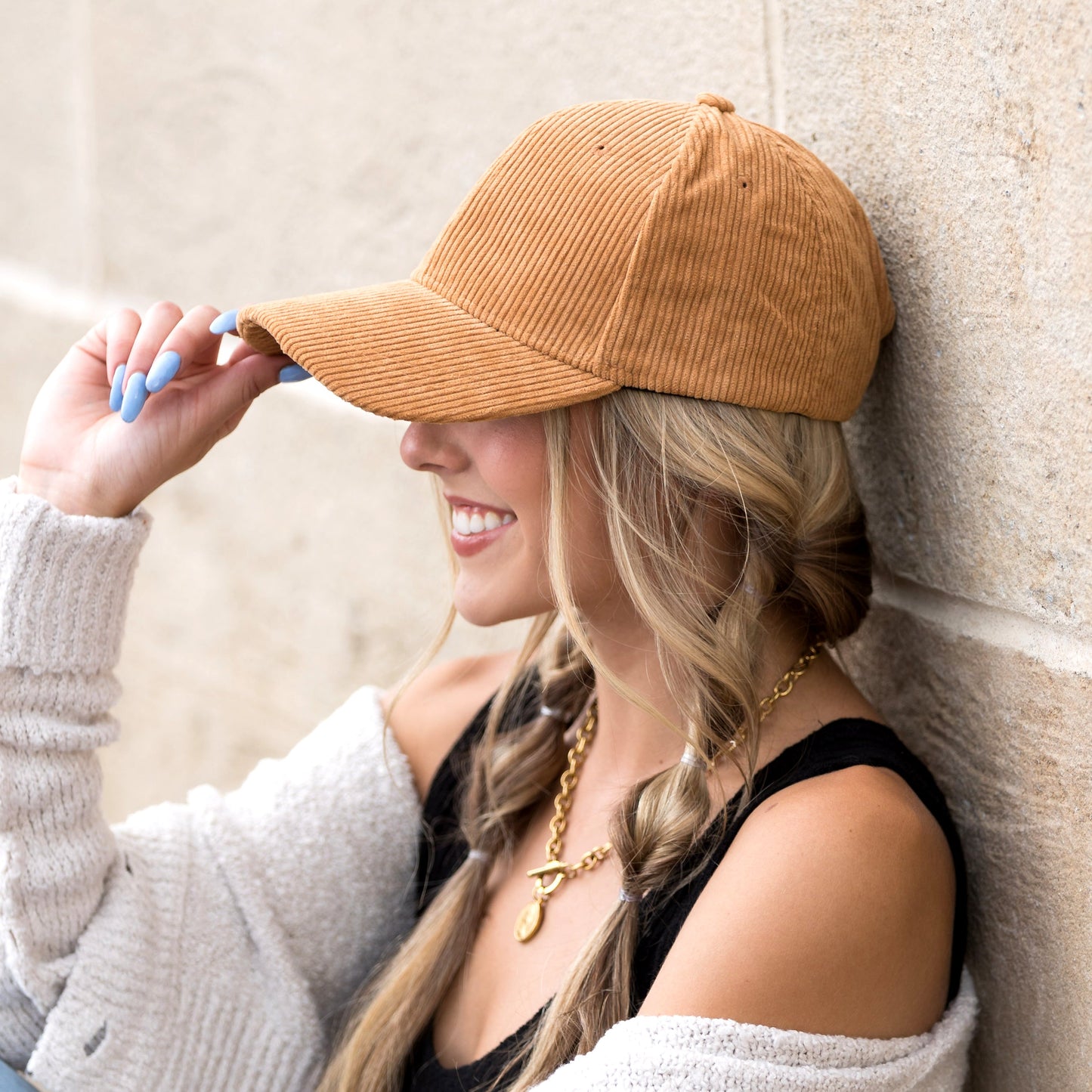 Corduroy Boyfriend Baseball Cap — Structured Low Profile Adjustable Fit - Baseball Caps