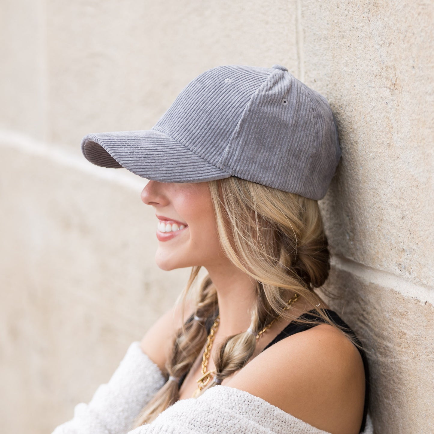 Corduroy Boyfriend Baseball Cap — Structured Low Profile Adjustable Fit - Baseball Caps