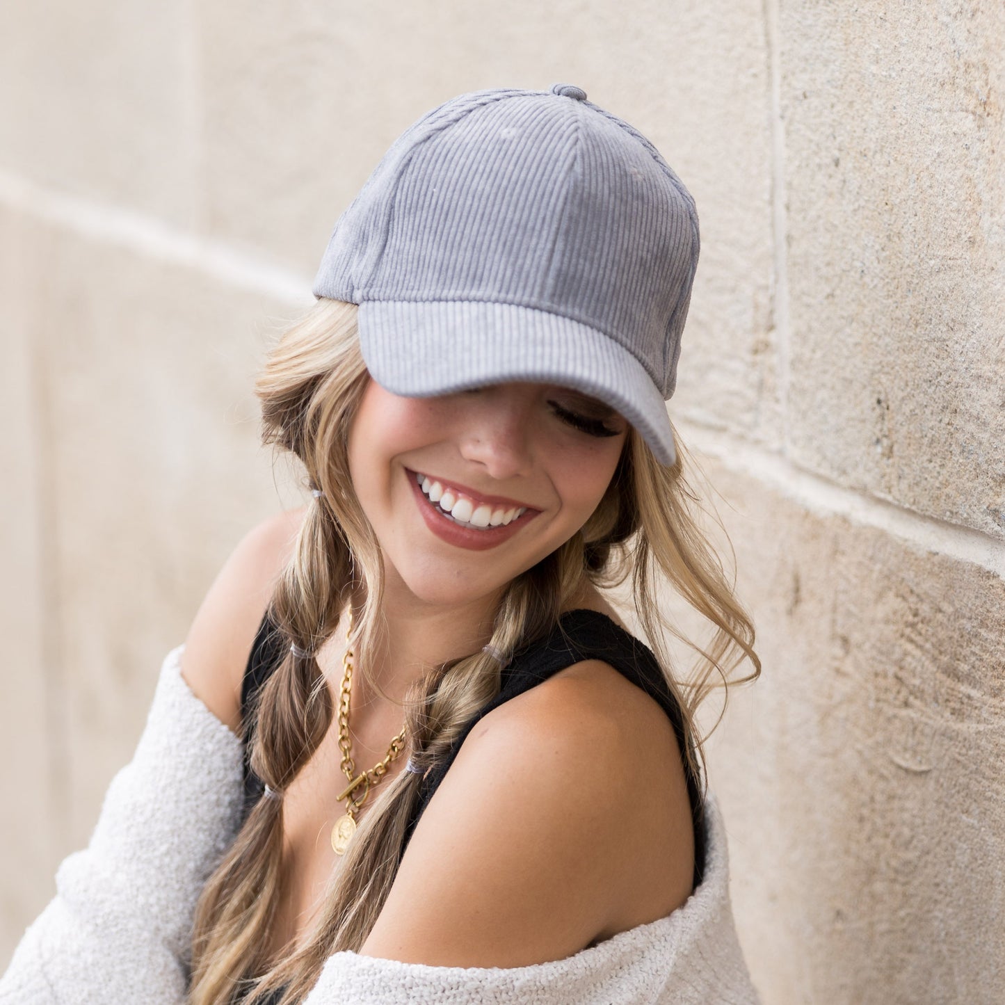 Corduroy Boyfriend Baseball Cap — Structured Low Profile Adjustable Fit - Baseball Caps