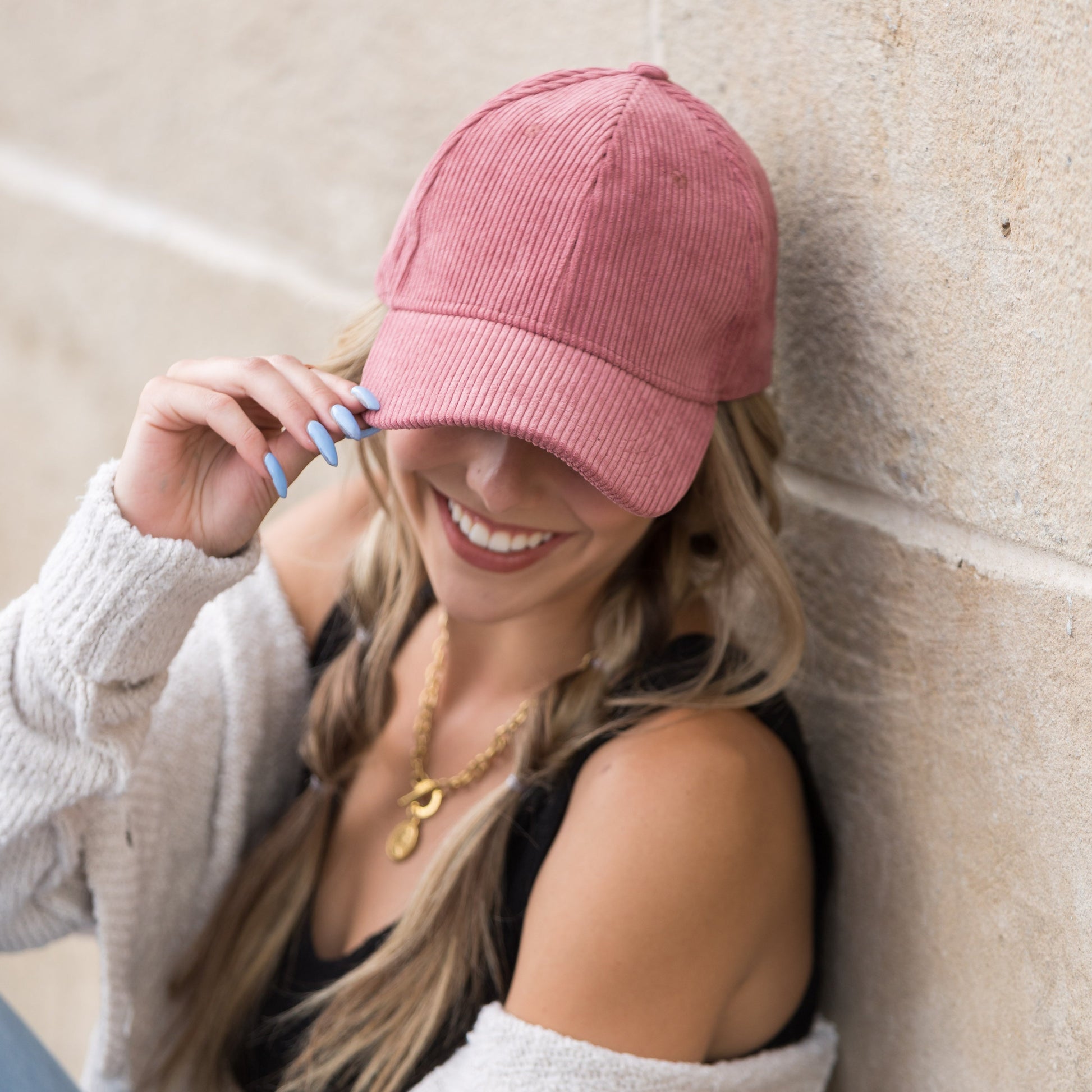 Corduroy Boyfriend Baseball Cap — Structured Low Profile Adjustable Fit - Baseball Caps