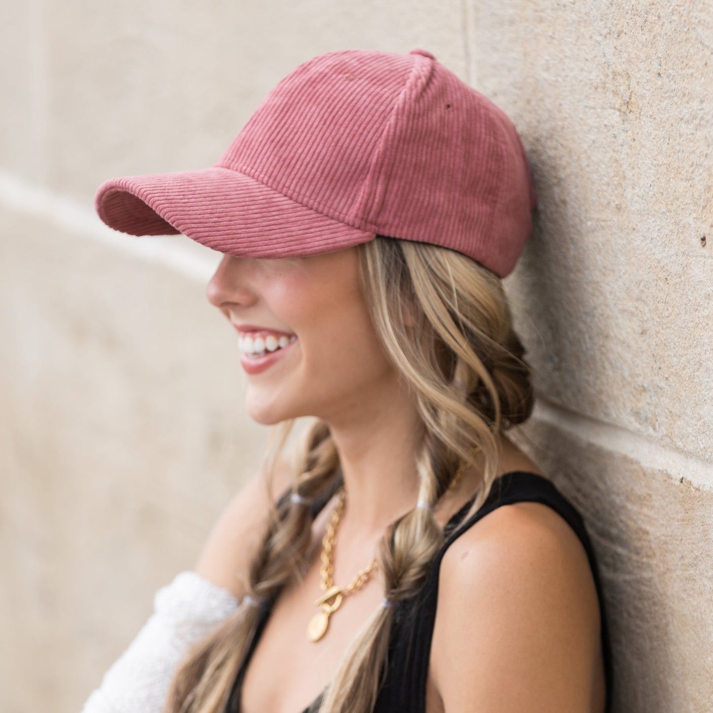 Corduroy Boyfriend Baseball Cap — Structured Low Profile Adjustable Fit - Baseball Caps