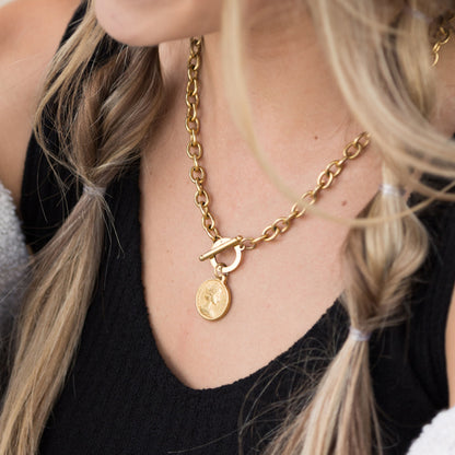 Coin Accent Chain Necklace -