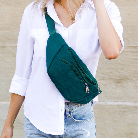 Corduroy Dual-Wear Crossbody Sling Belt Bum Bag — Organized Everyday Casual Style -