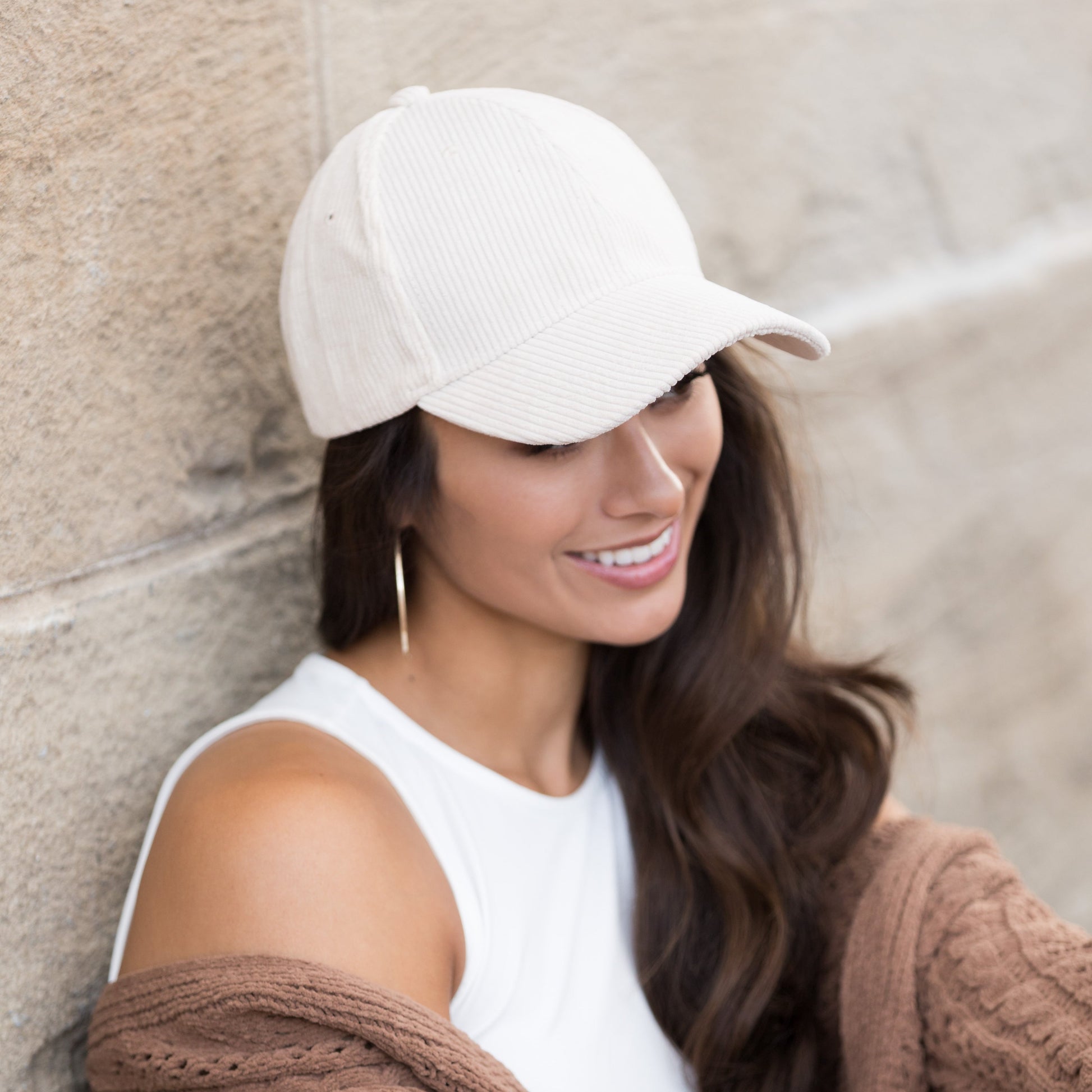 Corduroy Boyfriend Baseball Cap — Structured Low Profile Adjustable Fit - Baseball Caps