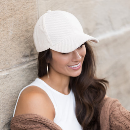Corduroy Boyfriend Baseball Cap — Structured Low Profile Adjustable Fit - Baseball Caps