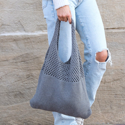 Slouchy Open Knit Hobo Shoulder Bag — Relaxed Woven Festival Tote - Shoulder Bags