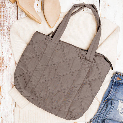 Quilted Tote - Gray