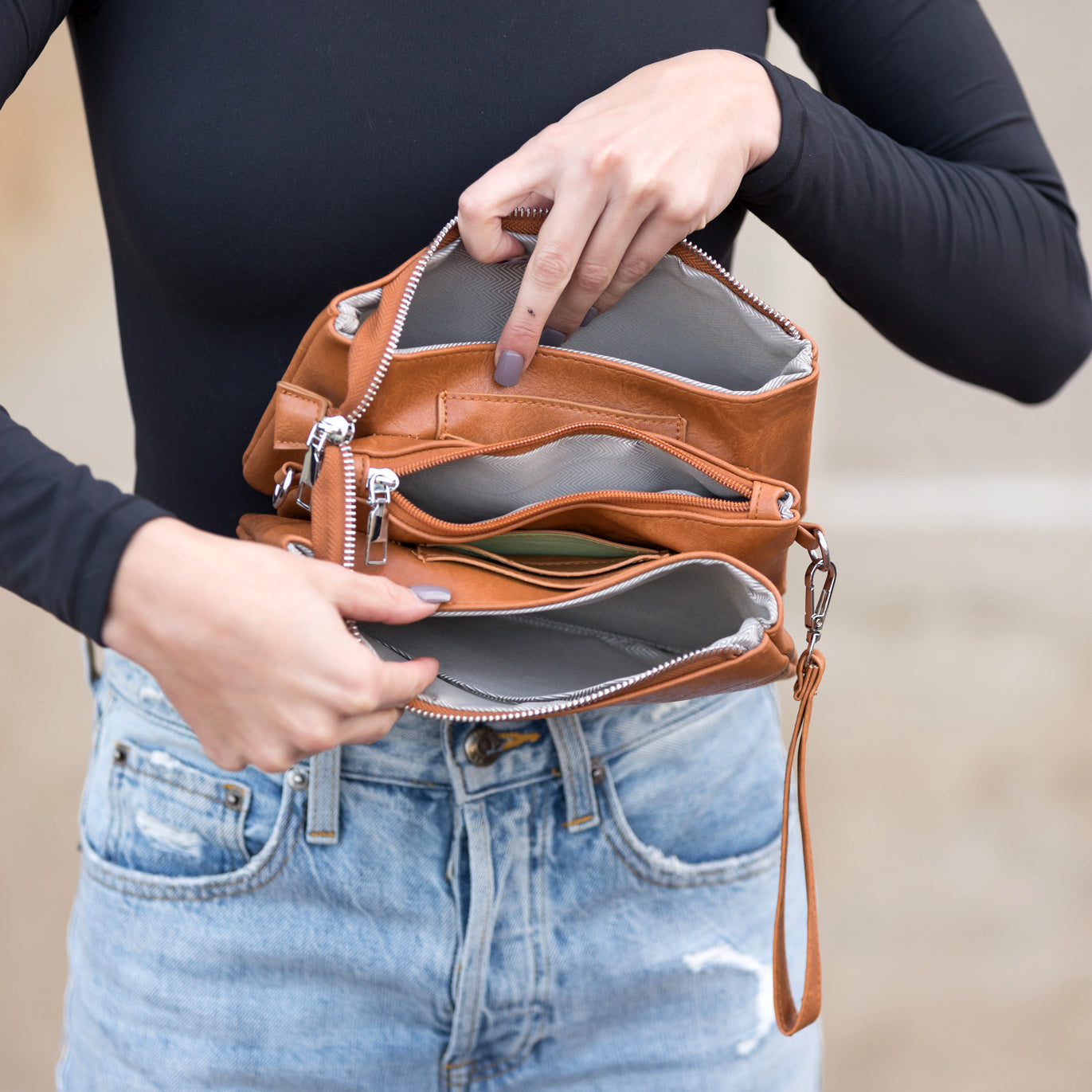 Convertible Compact Vegan Leather Multi-Compartment Crossbody Bag — Everyday Versatile Style -