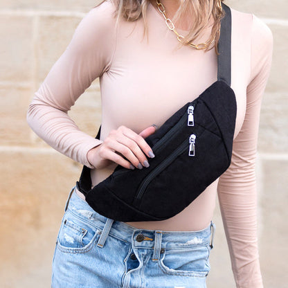 Corduroy Dual-Wear Crossbody Sling Belt Bum Bag — Organized Everyday Casual Style -