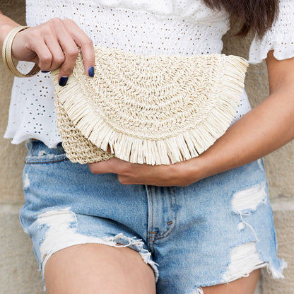 Frayed Fold-Over Boho Clutch — Dreamy Natural Texture Day-to-Night Versatile Style - Clutch