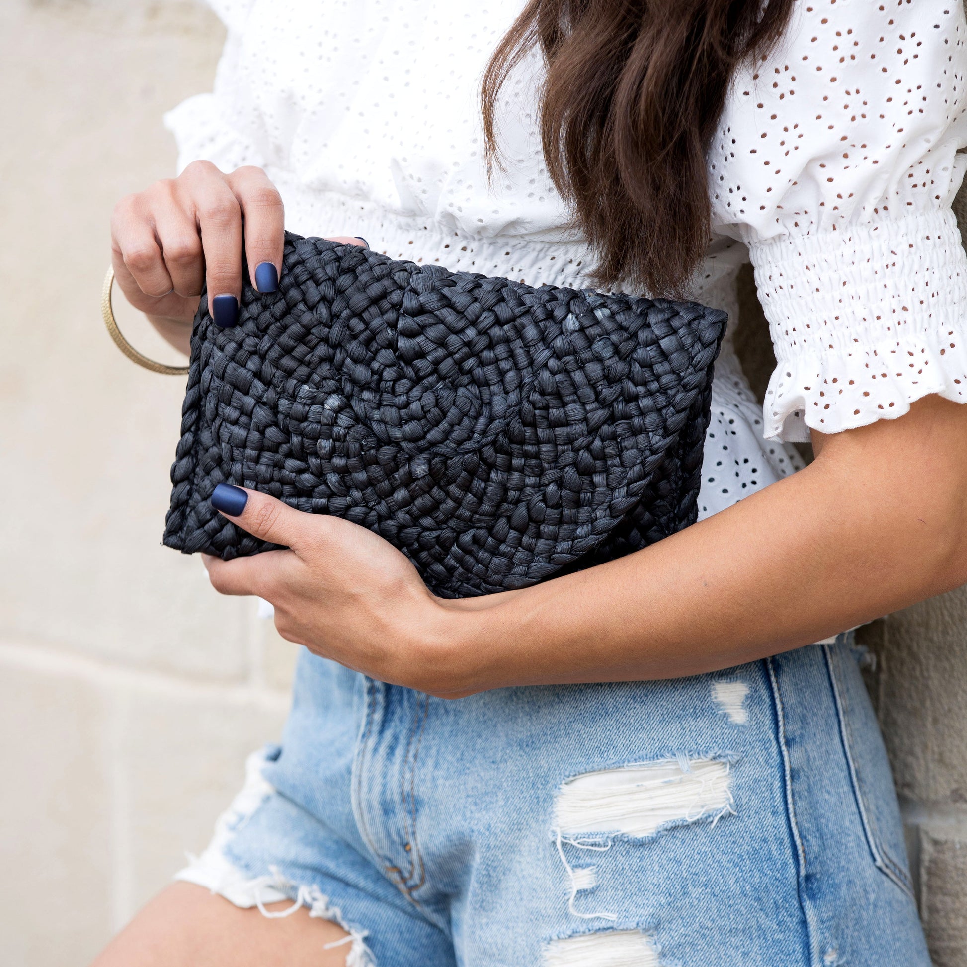 Foldover Straw Clutch — Versatile Day-to-Night Summer Zip Pocket Boho Style - Clutch