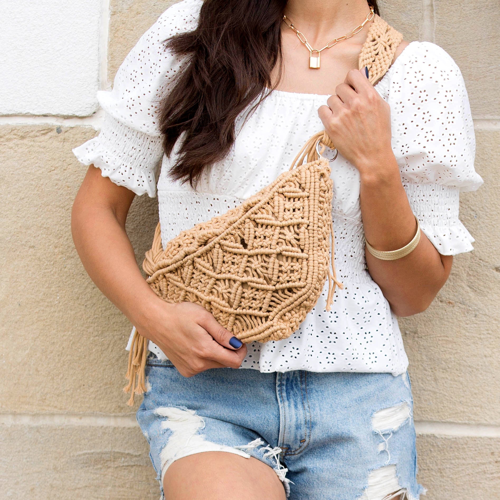 Macrame Sling Bag - Crossbody Bags
