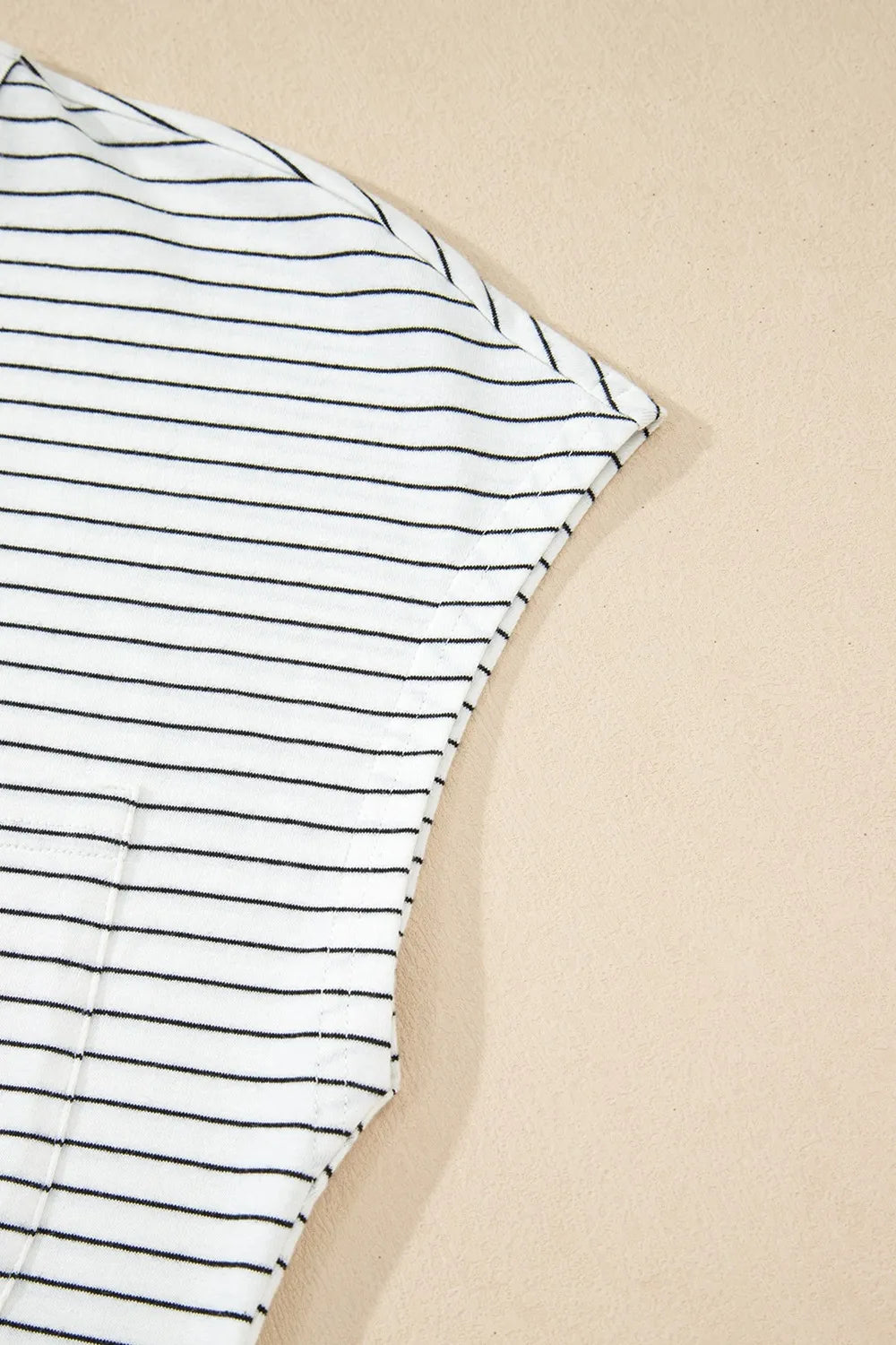 Stripe Short Sleeve Crew Neck Casual Tee With Chest Pocket - Shirts