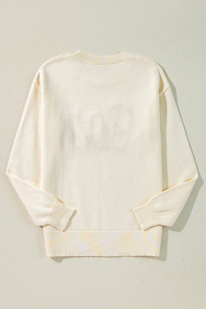 Halloween Boo Crew Neck Drop Shoulder Sweater