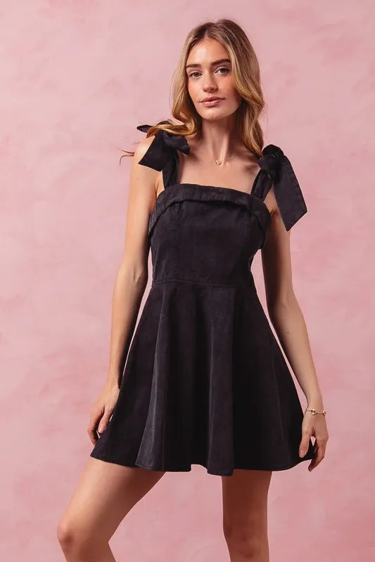 Fit And Flare Washed Gameday Mini Dress – BLACK outfit idea for women | Ro + Ivy
