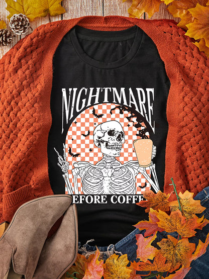 Halloween Nightmare Skeleton Checkerboard T-Shirt
