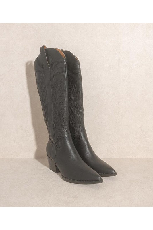 Samara Western Over The Knee High Boots with Embroidery – outfit idea for women | Ro + Ivy