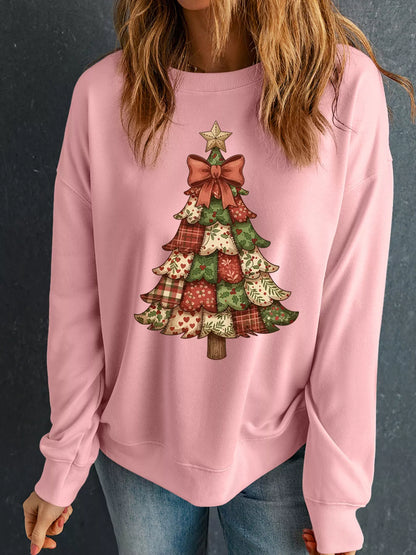 Christmas Tree Graphic Long-Sleeve Sweatshirt