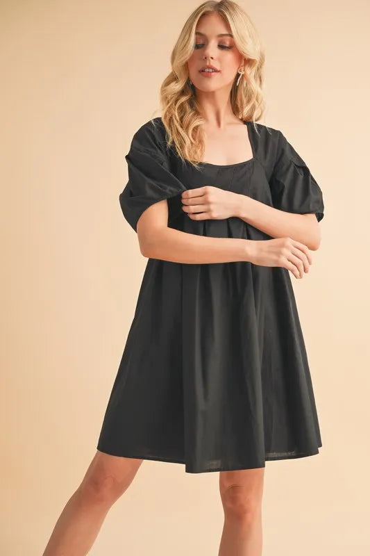 Square Neck Short Sleeve Knee Length Dress With Pockets | Trendy Knee Length Dresses Outfit Idea for Women by Ro + Ivy | Elevated Basics, Modern Comfort & Style