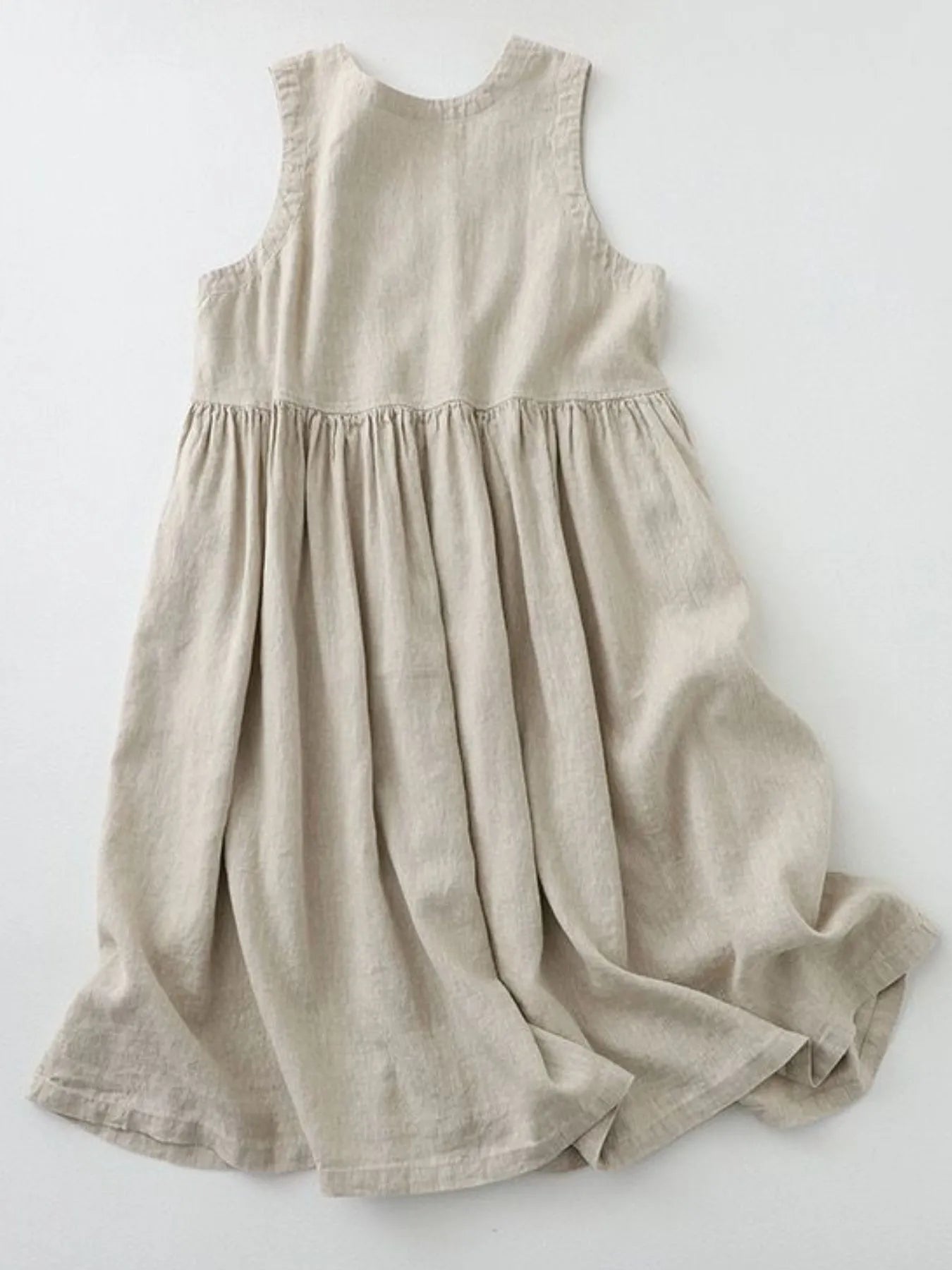 Women's V-Neck Button Detail Sleeveless Midi Dress - Midi Dresses