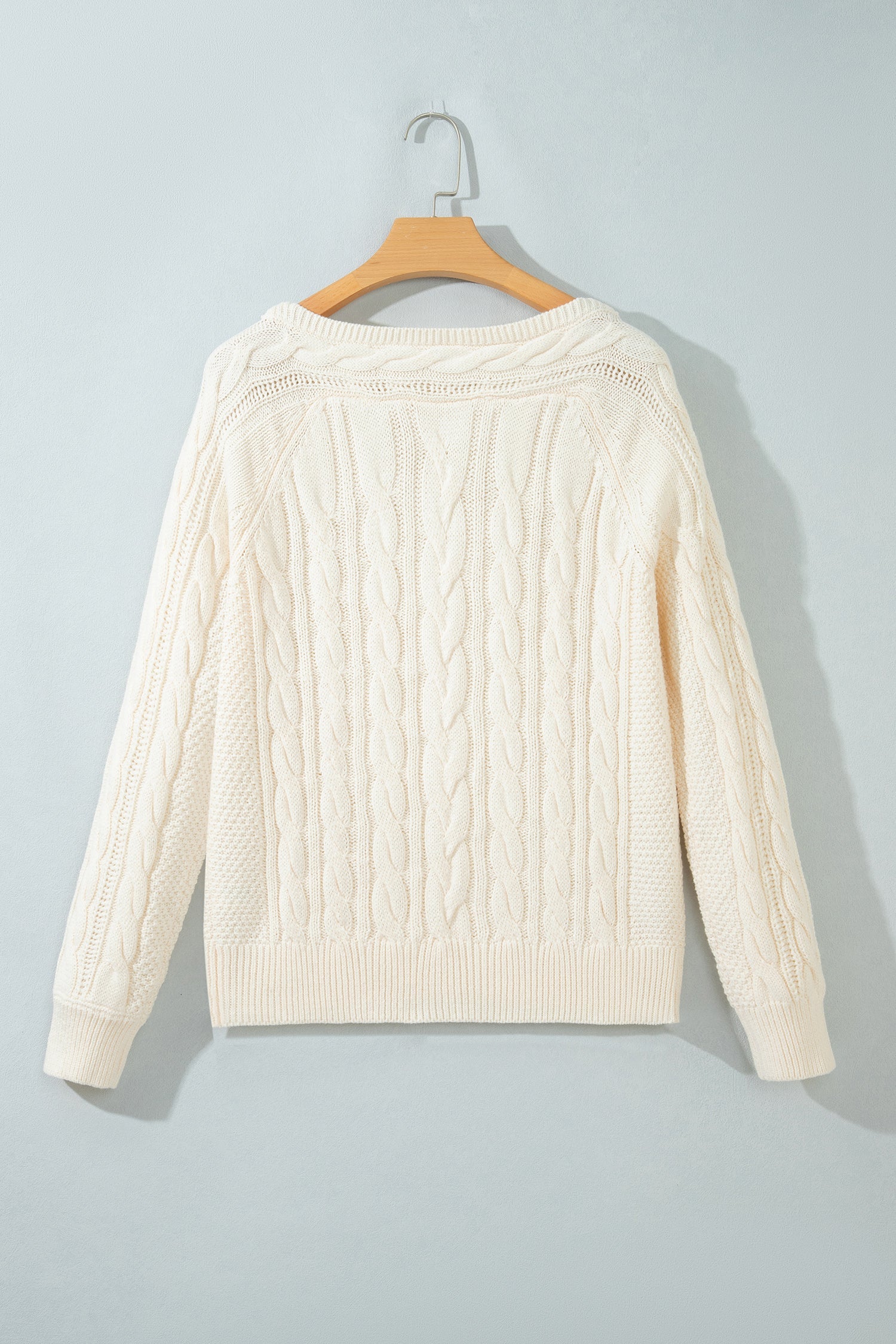 Cable Knit Boat Neck Long Sleeve Sweater