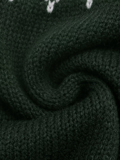 Christmas Tree Pattern Round Neck Stretch Knit Sweater