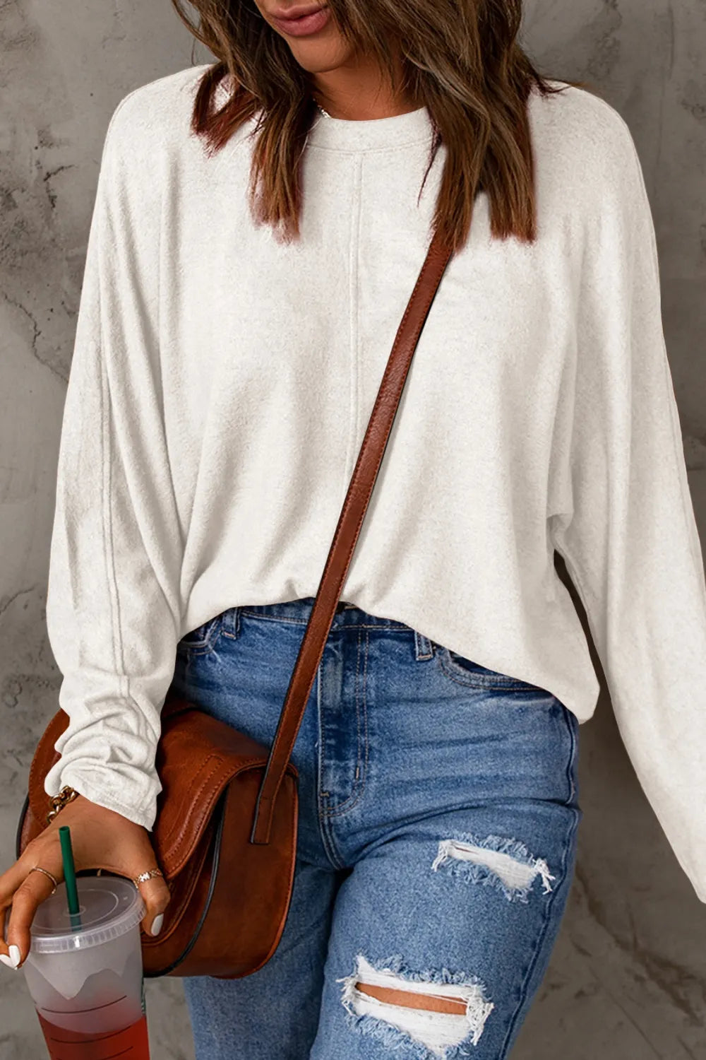 Relaxed Long Sleeve Round Neck Top