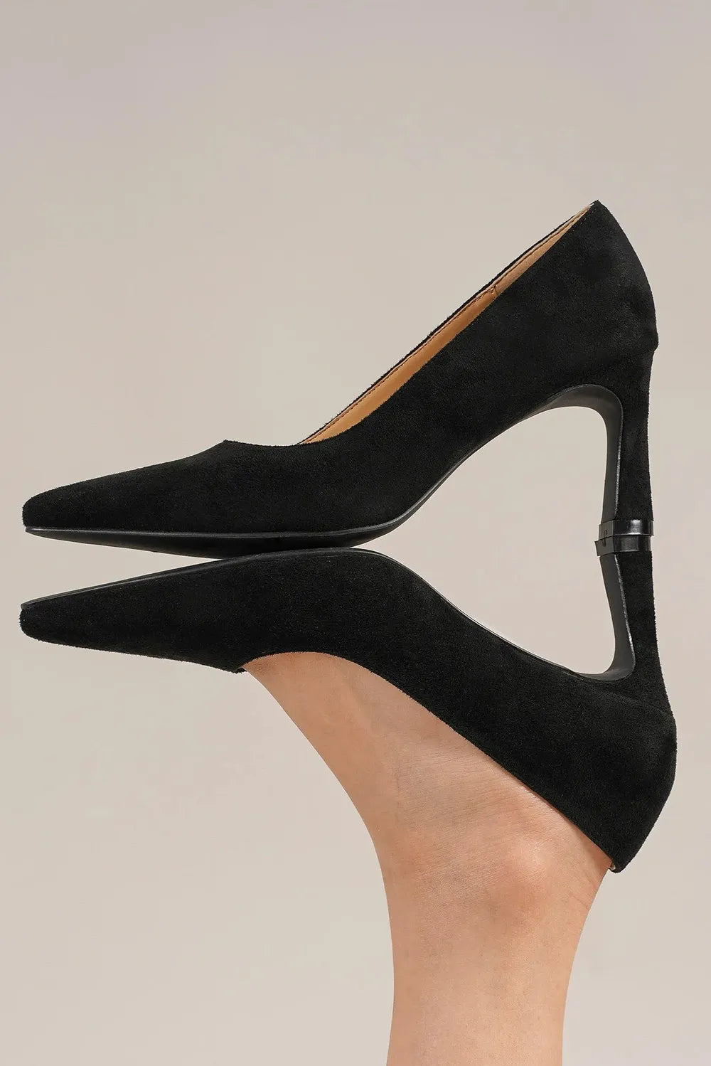 Faux Suede Point Toe Block Heel Pumps — Classic Sleek Elegant Versatile Style - Heels