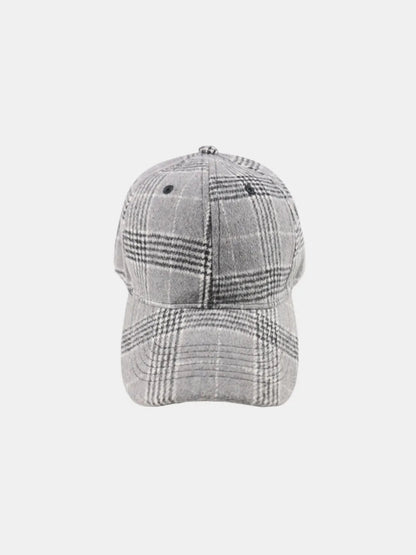 Adjustable Plaid Cotton Baseball Cap