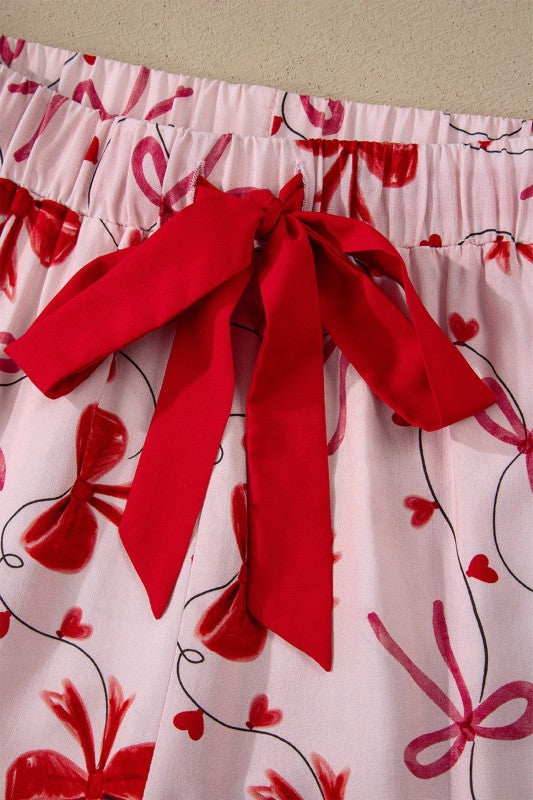 Red Bow Long-Sleeve Pajama Top & Shorts Set | Trendy Pajamas Outfit Idea for Women by Ro + Ivy | Elevated Basics, Modern Comfort & Style