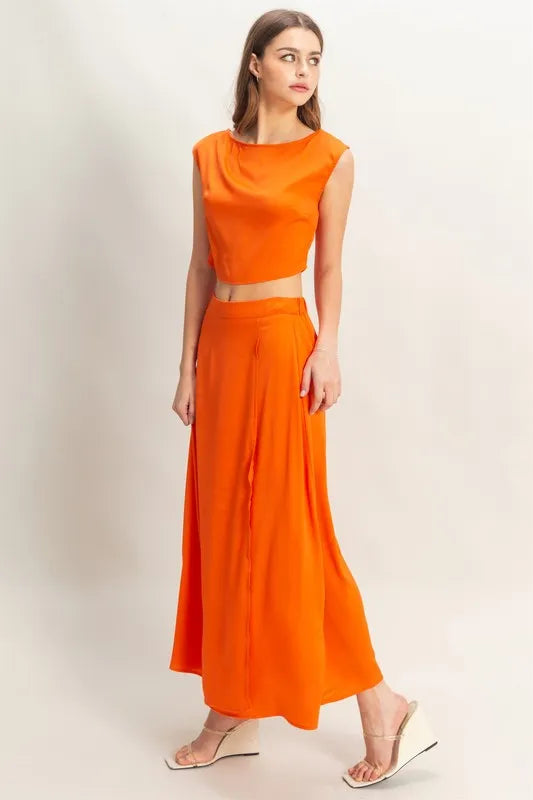 Sleeveless Top And Maxi Skirt Set – outfit idea for women | Ro + Ivy