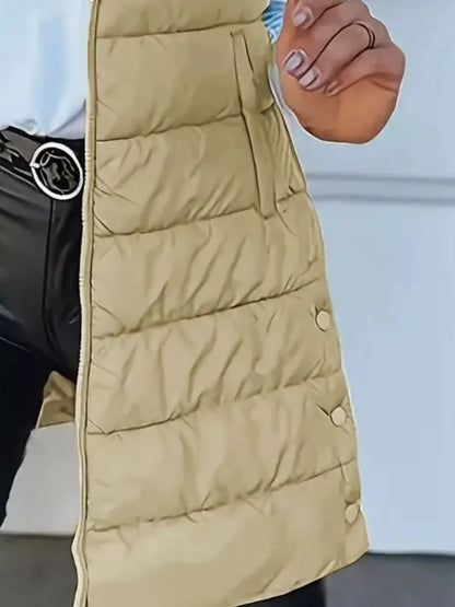 Zip Up Longline Hooded Puffer Vest