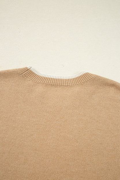 Leopard Bow Cuff Contrast Trim Sweater | Trendy Sweaters Outfit Idea for Women by Ro + Ivy | Elevated Basics, Modern Comfort & Style