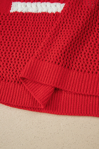 Darling Knit Graphic Short Sleeve Sweater — Festive Celebration Cute Style - Short Sleeve Sweaters