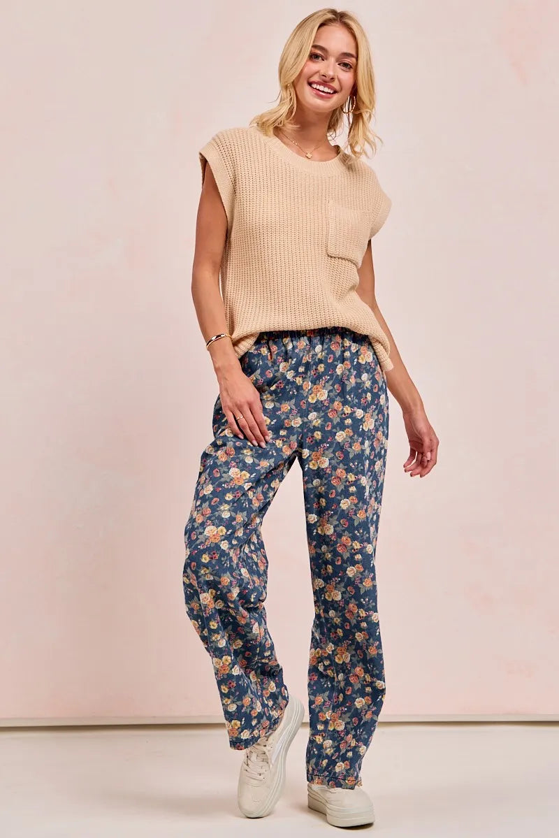 Lightweight Elastic Waist Floral Print Wide Leg Pants | Trendy Pants Outfit Idea for Women by Ro + Ivy | Elevated Basics, Modern Comfort & Style