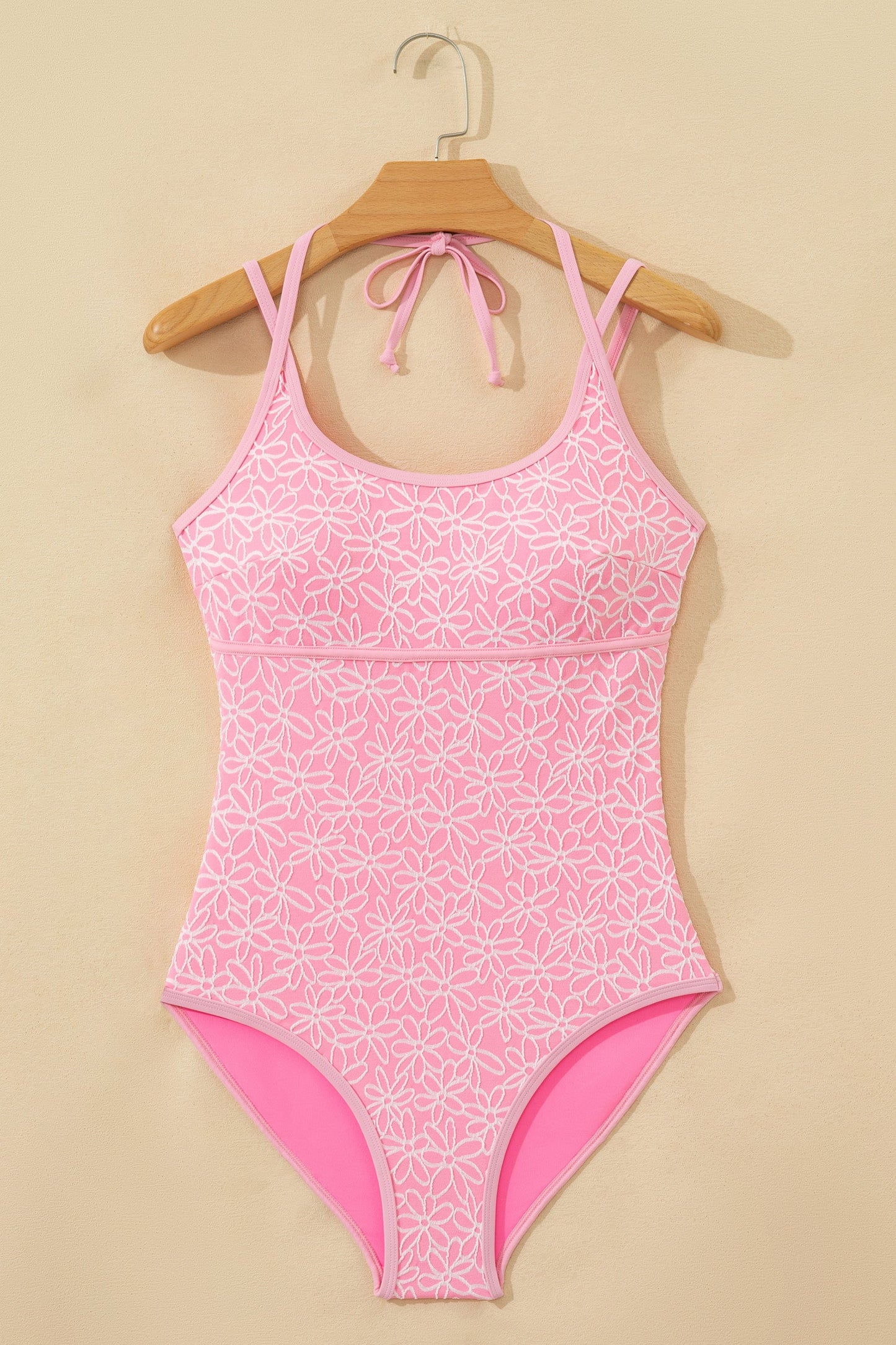 Corded Flower Halterneck One Piece Swimsuit — Elegant Flattering Summer Style - One Piece Swimsuit